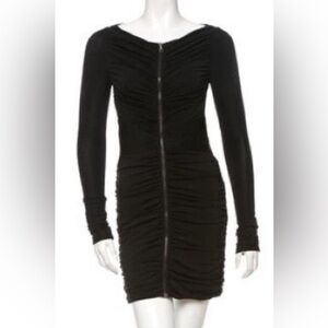 Rag & Bone Beaucha Black Ruched Long Sleeve Dress Zip Front Size 4